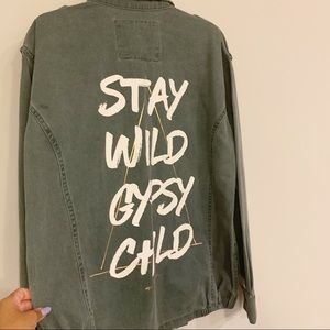 Green “stay wild young gypsy child” jacket